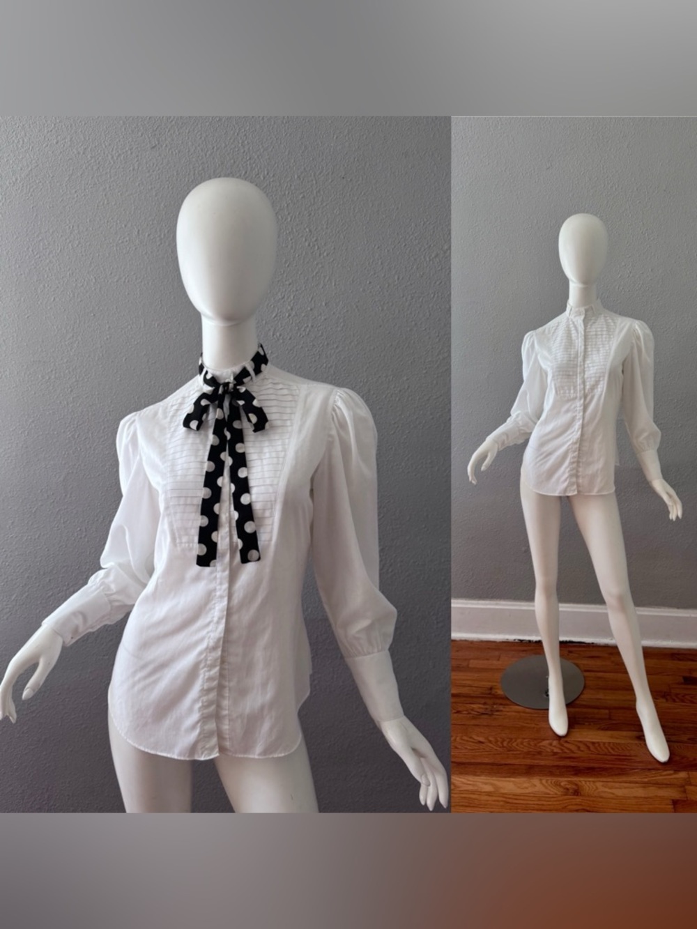 Vintage 70s White Pleated Button Prairie Victorian Top Blouse S/M